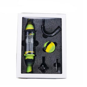 black yellow and green glass pipe