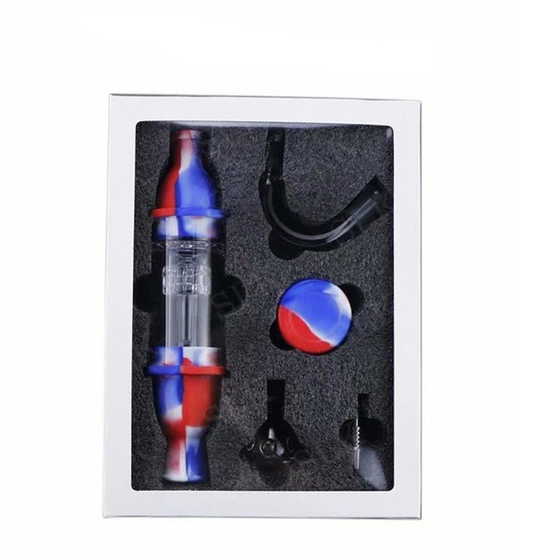 blue red white glass pipe